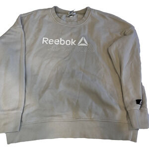 Reebok Sweatshirt Pullover Womens XL Beige Fleece Crewneck